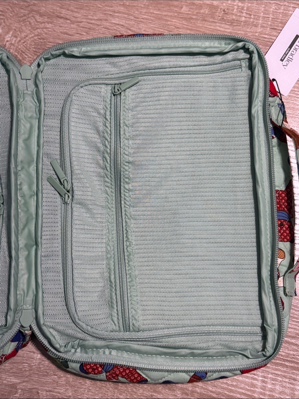 Vera Bradley Lay Flat Mint Toasty Teddy Bear Quilted Travel Orgainizer - Picture 7 of 8